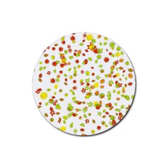 Colorful Fall Leaves Background Rubber Coaster (round)  by TastefulDesigns