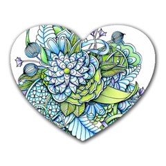 Peaceful Flower Garden 1 Heart Mousepad by Zandiepants