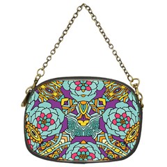 Mariager - Bold Blue,purple And Yellow Flower Design Chain Purse (one Side) by Zandiepants