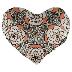 Petals In Vintage Pink, Bold Flower Design Large 19  Premium Flano Heart Shape Cushion by Zandiepants