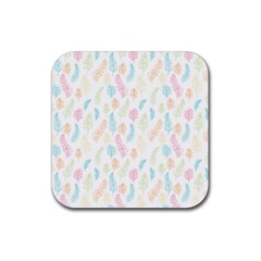 Whimsical Feather Pattern,fresh Colors, Rubber Coaster (square) by Zandiepants