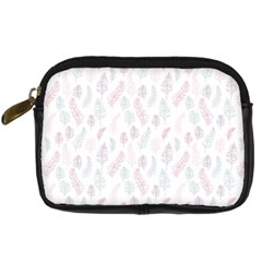 Whimsical Feather Pattern, Soft Colors, Digital Camera Leather Case by Zandiepants