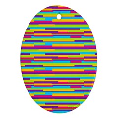 Colorful Stripes Background Oval Ornament (two Sides) by TastefulDesigns