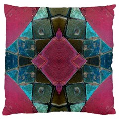 Pink Turquoise Stone Abstract Large Flano Cushion Case (one Side) by BrightVibesDesign