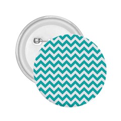 Turquoise & White Zigzag Pattern 2 25  Button