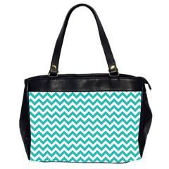 Turquoise & White Zigzag Pattern Oversize Office Handbag (2 Sides)
