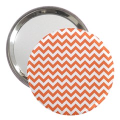 Tangerine Orange & White Zigzag Pattern 3  Handbag Mirror by Zandiepants