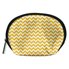 Sunny Yellow & White Zigzag Pattern Accessory Pouch (medium)