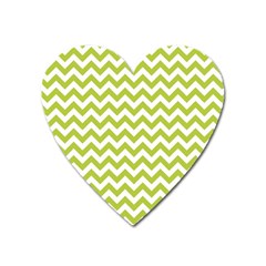 Spring Green & White Zigzag Pattern One Piece Boyleg Swimsuit Magnet (heart)