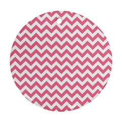 Soft Pink & White Zigzag Pattern Ornament (round) by Zandiepants