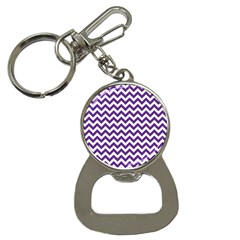 Royal Purple & White Zigzag Pattern Bottle Opener Key Chain