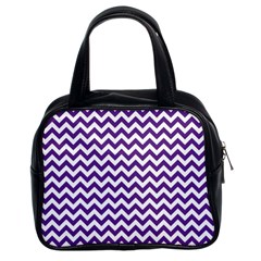 Royal Purple & White Zigzag Pattern Classic Handbag (two Sides)