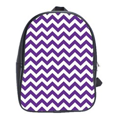 Royal Purple & White Zigzag Pattern School Bag (xl)