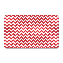 Poppy Red & White Zigzag Pattern Magnet (rectangular)