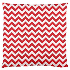 Poppy Red & White Zigzag Pattern Large Cushion Case (two Sides)