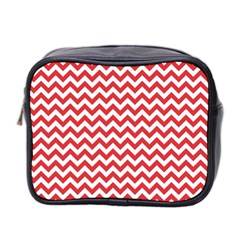 Poppy Red & White Zigzag Pattern Mini Toiletries Bag (two Sides)