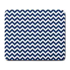 Navy Blue & White Zigzag Pattern Large Mousepad by Zandiepants
