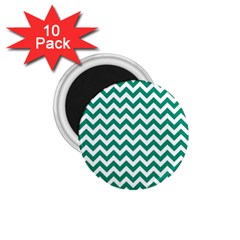 Emerald Green & White Zigzag Pattern 1 75  Magnet (10 Pack)  by Zandiepants