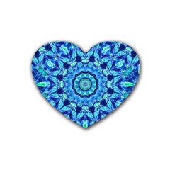 Blue Sea Jewel Mandala Rubber Coaster (heart) by Zandiepants