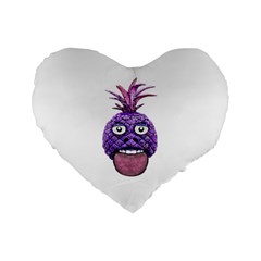 Funny Fruit Face Head Character Standard 16  Premium Flano Heart Shape Cushions by dflcprints