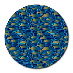 Blue Waves Round Mousepads by FunkyPatterns