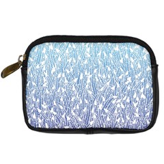 Blue Ombre Feather Pattern, White, Digital Camera Leather Case by Zandiepants