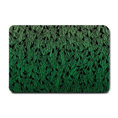 Green Ombre Feather Pattern, Black, Small Doormat by Zandiepants