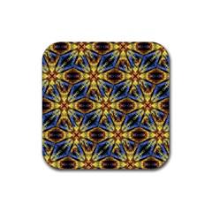 Vibrant Medieval Check Rubber Coaster (square)  by dflcprints