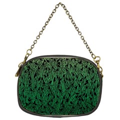 Green Ombre Feather Pattern, Black, Chain Purse (one Side) by Zandiepants