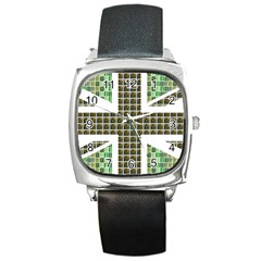 Green Flag Square Metal Watch by cocksoupart