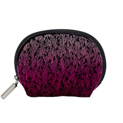 Pink Ombre Feather Pattern, Black, Accessory Pouch (small) by Zandiepants