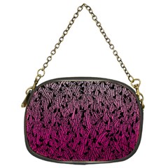 Pink Ombre Feather Pattern, Black, Chain Purse (one Side) by Zandiepants