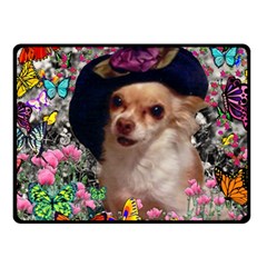 Chi Chi In Butterflies, Chihuahua Dog In Cute Hat Fleece Blanket (small) by DianeClancy