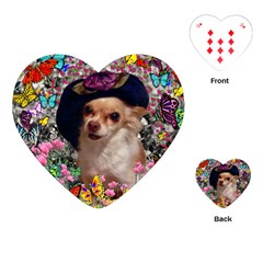 Chi Chi In Butterflies, Chihuahua Dog In Cute Hat Playing Cards (heart)  by DianeClancy
