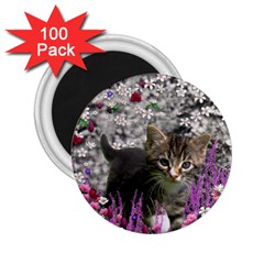 Emma In Flowers I, Little Gray Tabby Kitty Cat 2 25  Magnets (100 Pack)  by DianeClancy