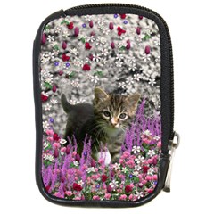 Emma In Flowers I, Little Gray Tabby Kitty Cat Compact Camera Cases by DianeClancy