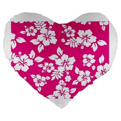 Pink Hawaiian Large 19  Premium Heart Shape Cushions
