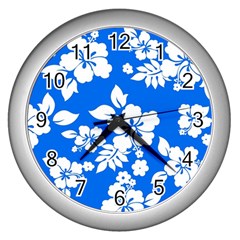 Blue Hawaiian Wall Clocks (silver) 