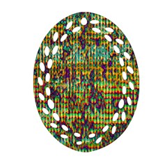Multicolored Digital Grunge Print Oval Filigree Ornament (2-side)  by dflcprints
