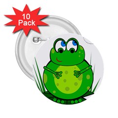 Green Frog 2 25  Buttons (10 Pack)  by Valentinaart