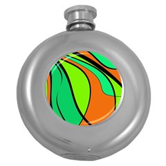 Green And Orange Round Hip Flask (5 Oz) by Valentinaart