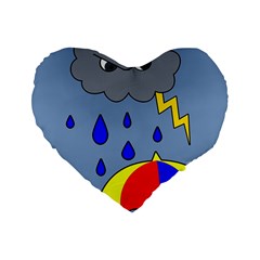 Rainy Day Standard 16  Premium Flano Heart Shape Cushions by Valentinaart