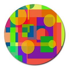 Colorful Geometrical Design Round Mousepads by Valentinaart