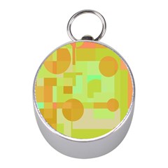 Green And Orange Decorative Design Mini Silver Compasses by Valentinaart