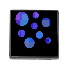 Blue Circles  Memory Card Reader (square) by Valentinaart