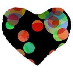Colorful Circles Large 19  Premium Flano Heart Shape Cushions by Valentinaart