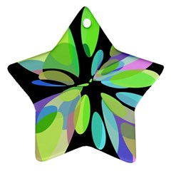 Green Abstract Flower Star Ornament (two Sides)  by Valentinaart