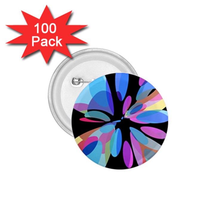 Blue abstract flower 1.75  Buttons (100 pack) 