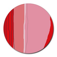 Red And Pink Lines Round Mousepads by Valentinaart