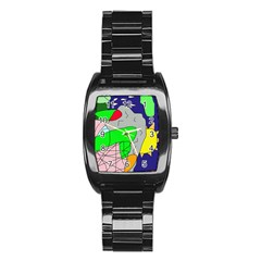 Crazy Abstraction Stainless Steel Barrel Watch by Valentinaart